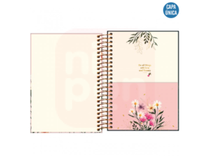 Agenda Espiral Diária 14 x 20 cm Le Vanille 2024 - Be Brave Enought - Capa Rosa